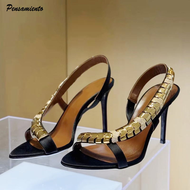 Summer Clothing Stores - Sandal Gladiator Wanita Satin Berpayet Rhinestone