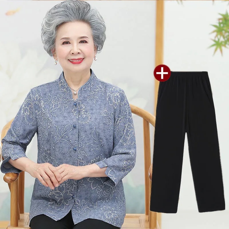 Summer Clothing Old Money - Atasan Blus Kemeja Nenek Tua Lengan