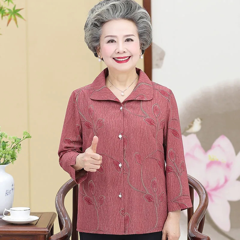 Summer Clothing Old Money - Atasan Kemeja Lengan Tengah Wanita Tua