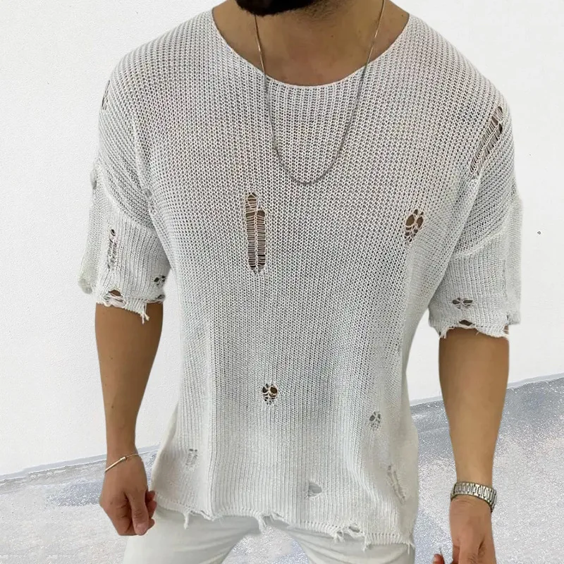 Summer Clothing Men 2025 - Sweter Warna Solid Pria Baru Musim