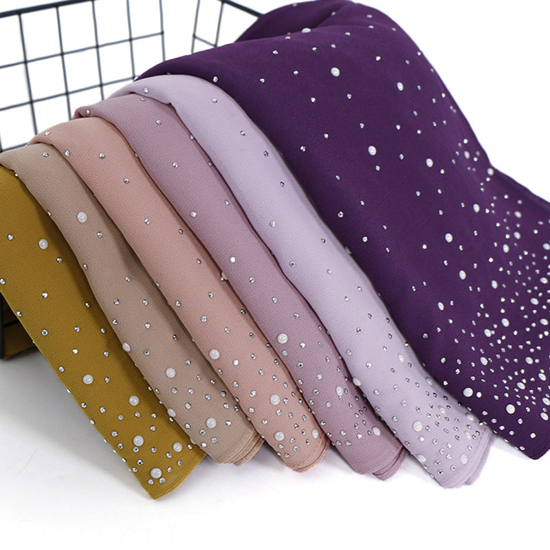 Summer Clothing Hijab - Syal jilbab instan sifon gelembung manik-manik