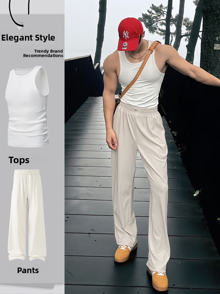 Summer Clothing Styles - Setelan Olahraga Kebugaran Pria Sutra Es