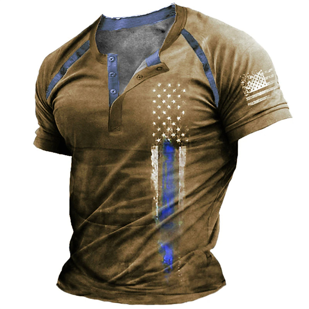 Summer Knit Clothing - Kaos Henry Pria Motif Bendera Amerika