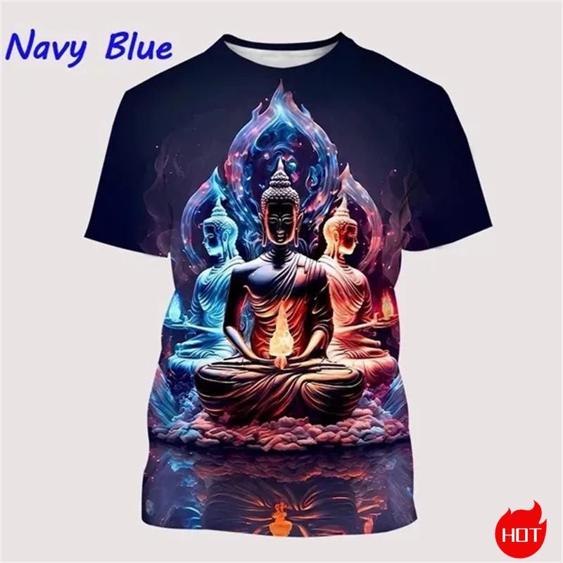 Summer Clothing India - Kaus Harajuku motif 3D Buddha Shakyamuni