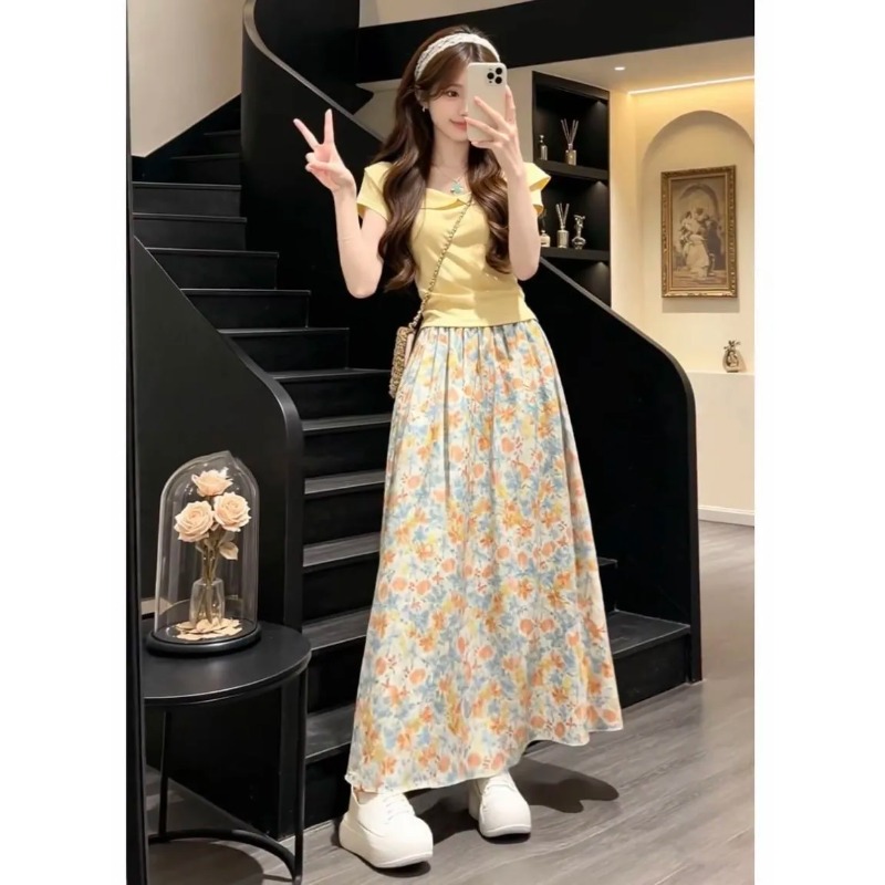 Summer Clothing For Japan - Set atasan dan rok wanita Korea