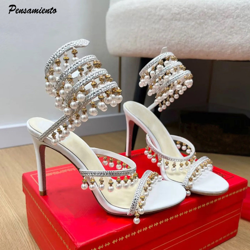 Summer Clothing Stores - Sandal Gladiator Wanita Mewah Berhias Mutiara