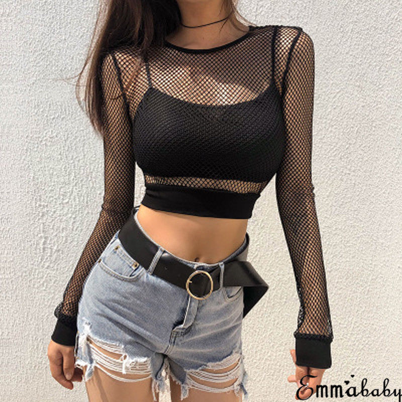 Summer Clothing Old Money - Seksi Hitam Hollow Keluar Mesh Wanita