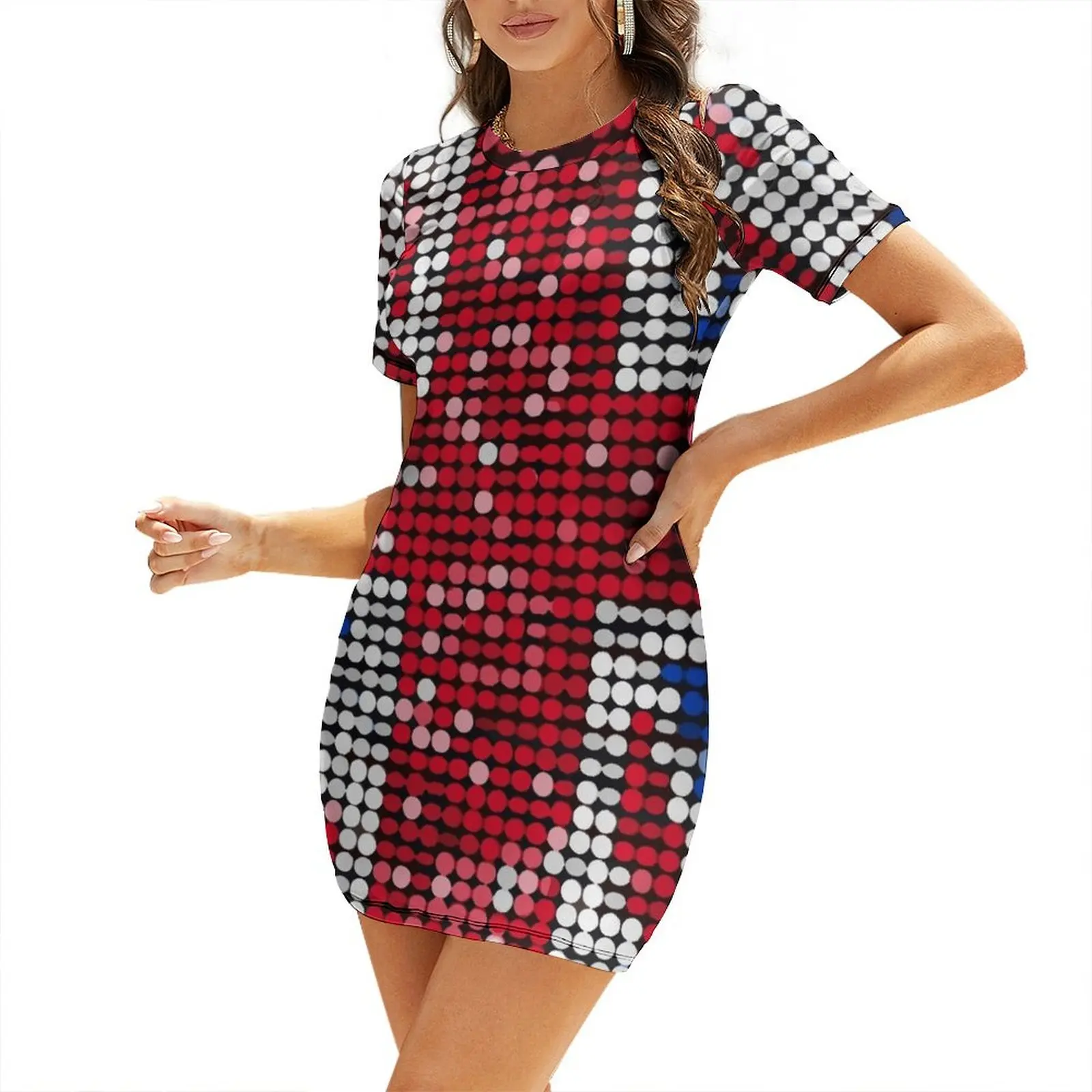 Summer Clothing Women Uk - Gaun Lengan Pendek Payet Bendera Union