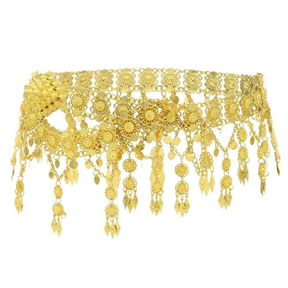 Summer Clothing India - Warna Emas Rumbai Panjang Etnis Perut