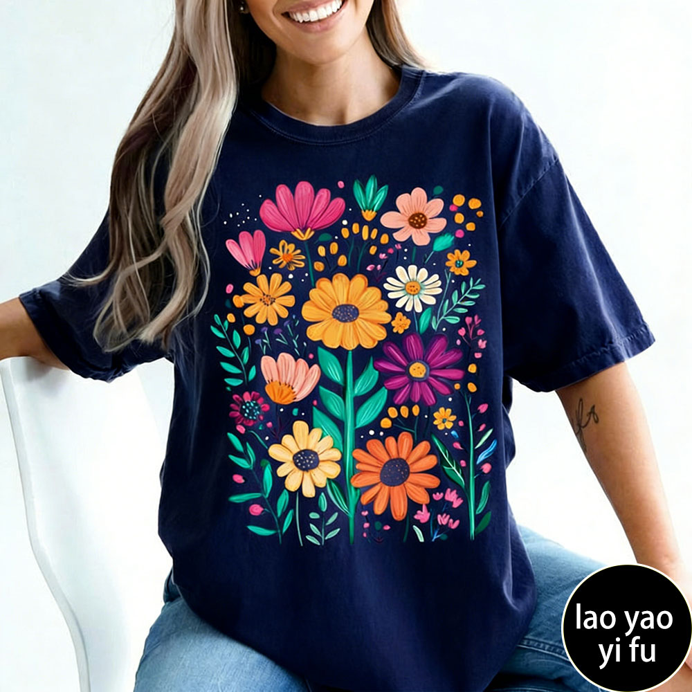 Kaus Wanita Motif Bunga Musim  - Summer Clothing Vibes ulasan dan harga