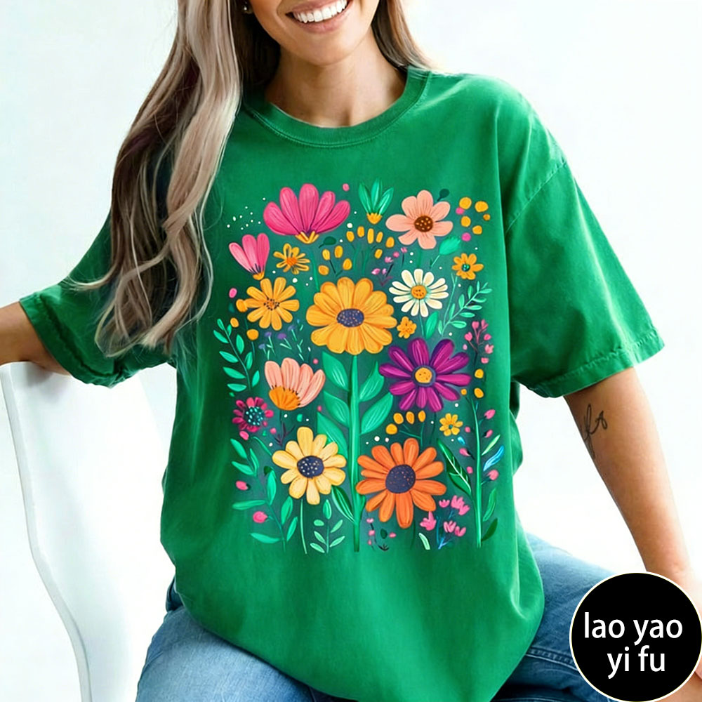 Kaus Wanita Motif Bunga Musim  - Summer Clothing Vibes ulasan dan harga