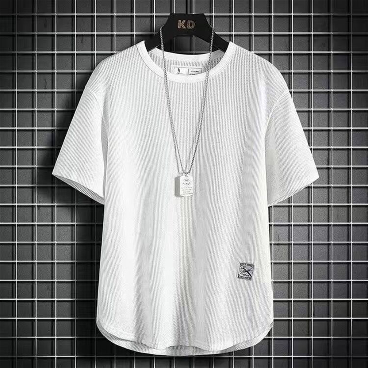 Kaus wafel hitam untuk pria ka - Summer Knit Clothing ulasan dan harga