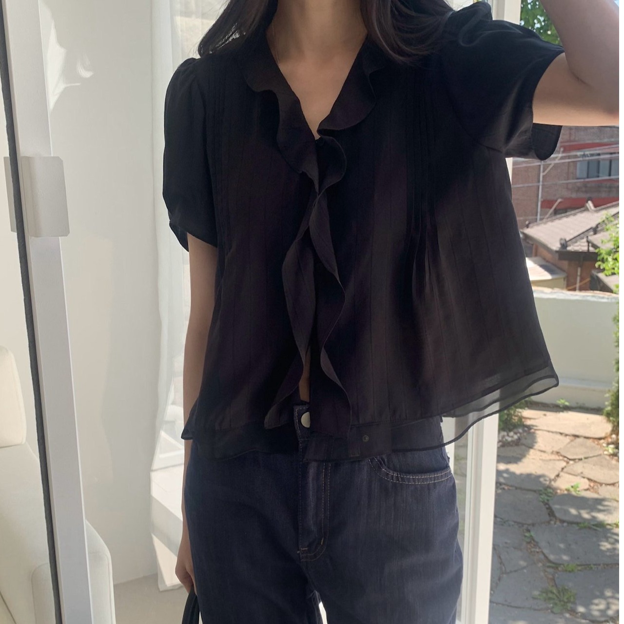 Blus Dua Potong Palsu Kancing  - Summer Clothing Old Money ulasan dan harga