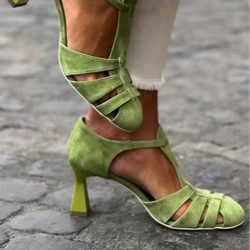Sandal Wanita Hijau Suede Kitt - Summer Clothing Stores ulasan dan harga