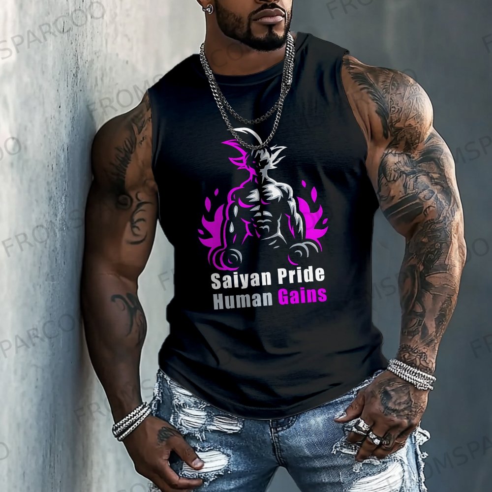 Tank Top Katun Murni Motif Ani - Summer Clothing Men 2025 ulasan dan harga