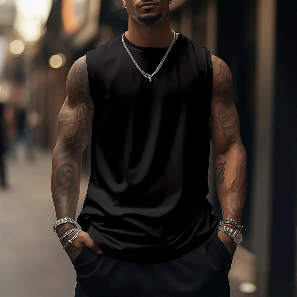 Tank Top Katun Murni Motif Ani - Summer Clothing Men 2025 ulasan dan harga