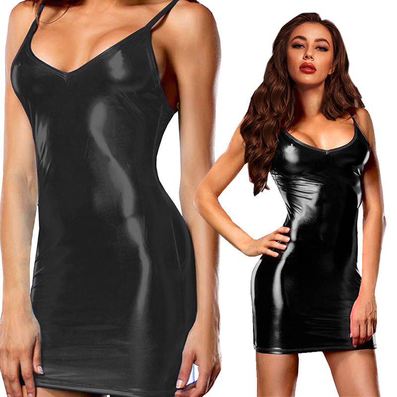 Gaun Mini kulit metalik Pu sek - Summer Clothing Women Uk ulasan dan harga