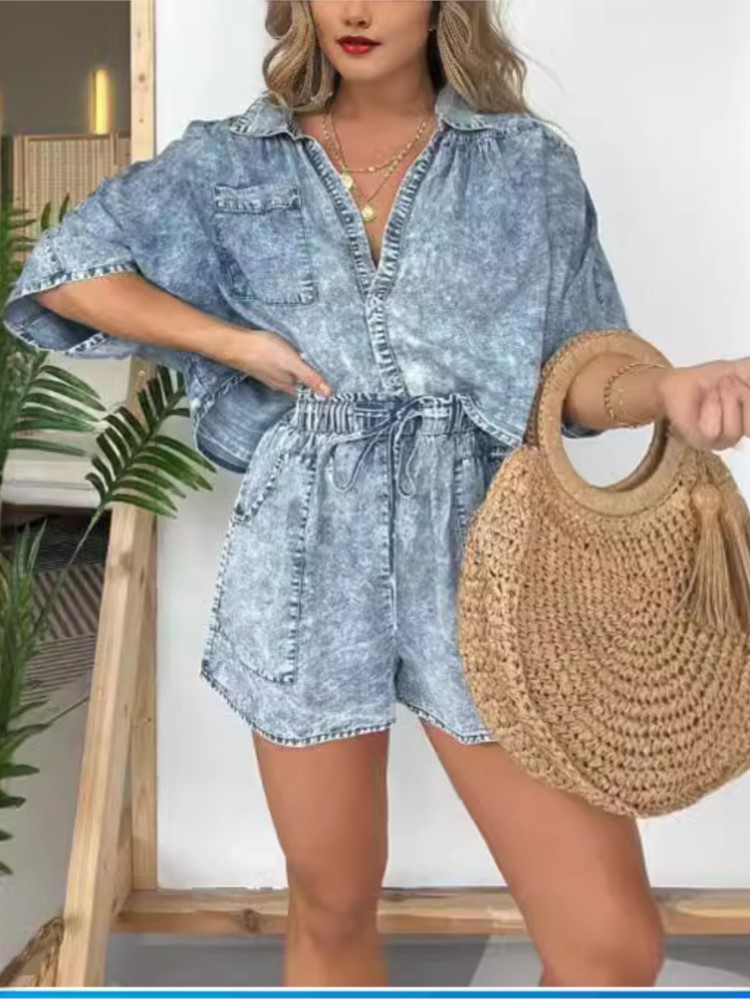 Setelan celana pendek Denim Vi - Summer Clothing Zara ulasan dan harga