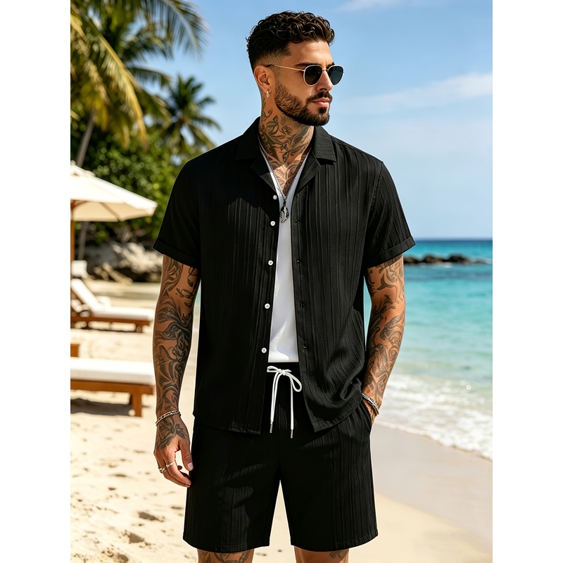Setelan Kasual Musim Panas Pri - Summer Knit Clothing ulasan dan harga