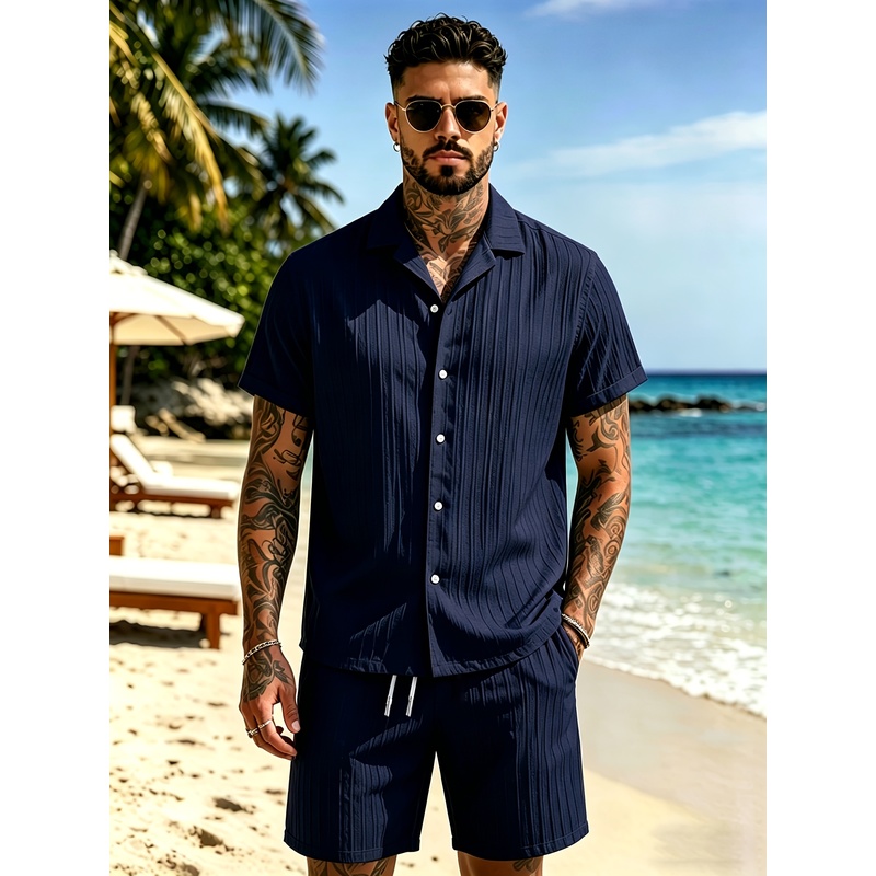 Setelan Kasual Musim Panas Pri - Summer Knit Clothing ulasan dan harga