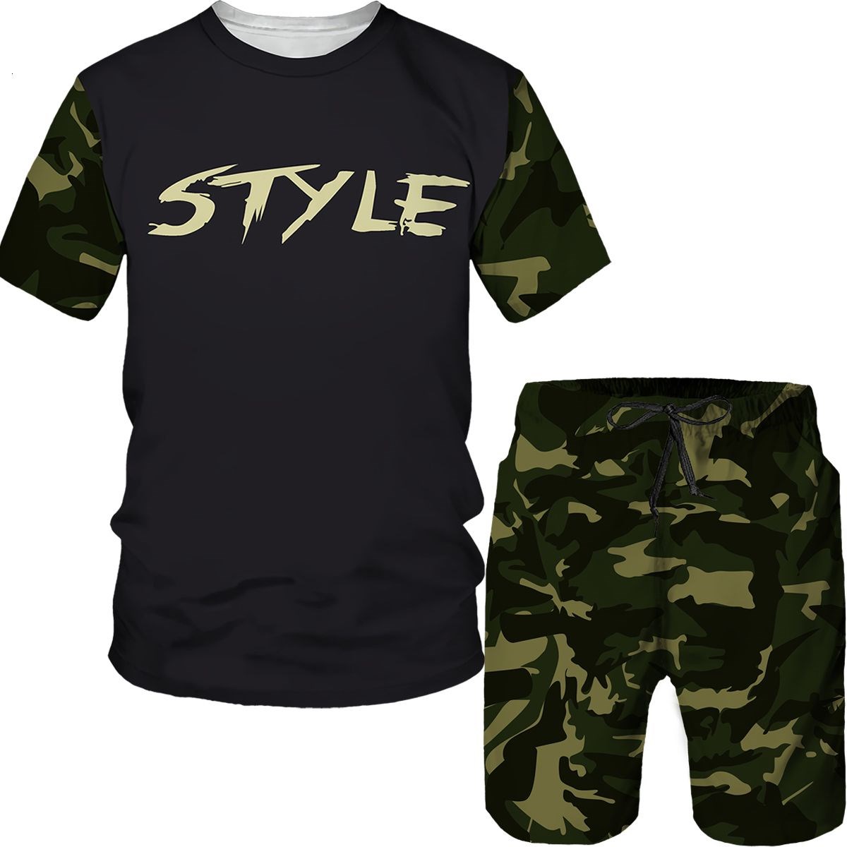 Setelan Pria Kamuflase Kaos Ce - Summer Knit Clothing ulasan dan harga
