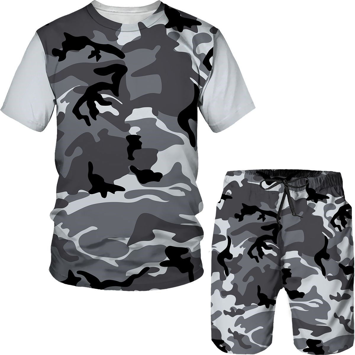 Setelan Pria Kamuflase Kaos Ce - Summer Knit Clothing ulasan dan harga
