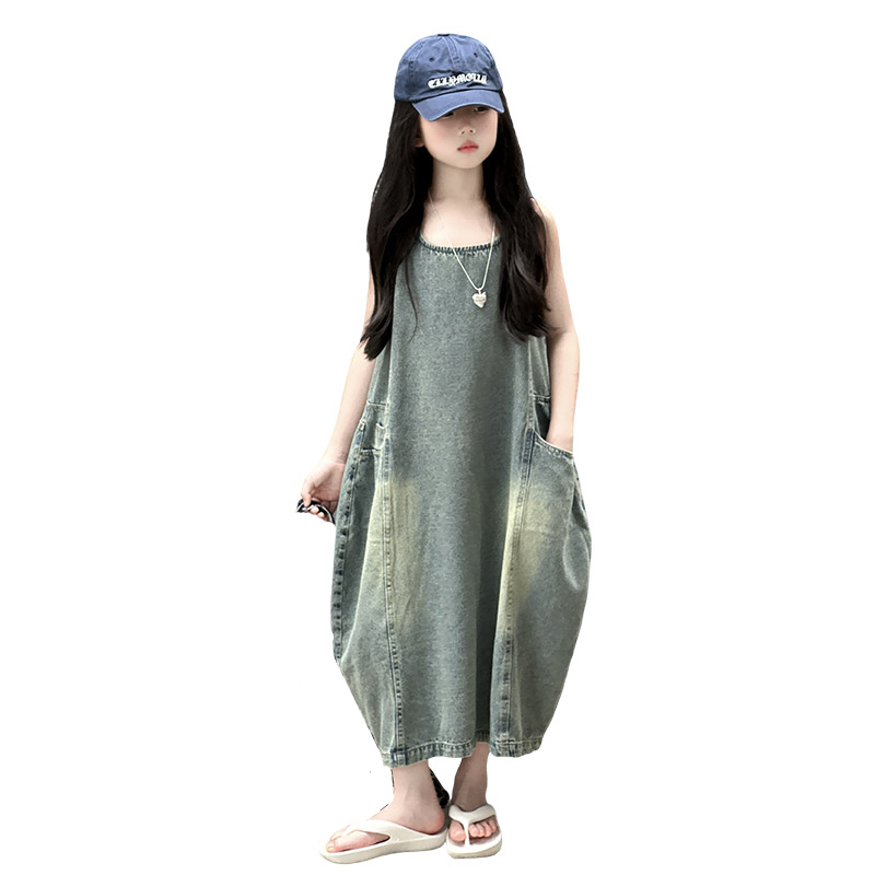 Gaun Denim Tanpa Lengan Kualit - Summer Clothing Girl ulasan dan harga