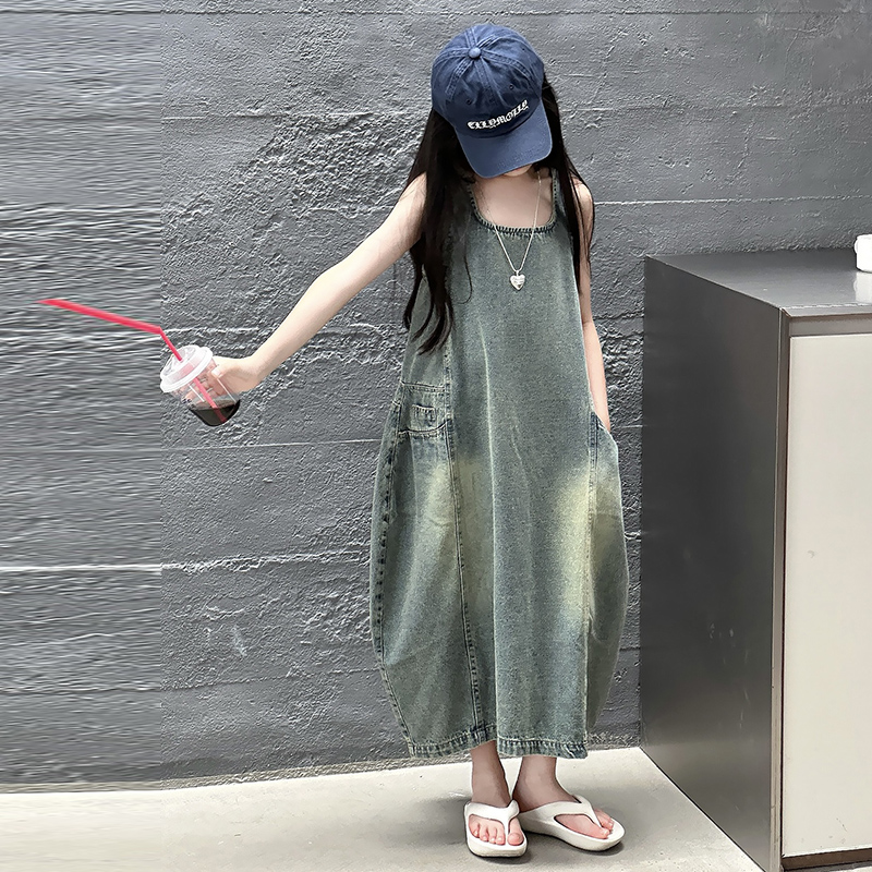 Gaun Denim Tanpa Lengan Kualit - Summer Clothing Girl ulasan dan harga