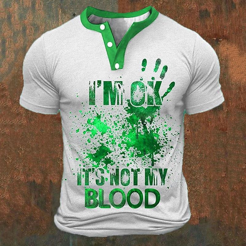 Kaos Henley Pria Cetak Huruf 3 - Summer Knit Clothing ulasan dan harga