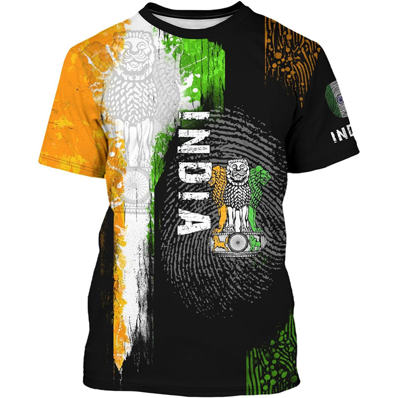 Kaus motif Bendera India kaus  - Summer Clothing India ulasan dan harga