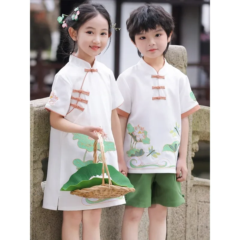 Setelan Cheongsam anak laki-la - Summer Clothing Online ulasan dan harga