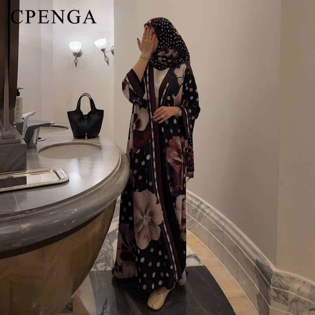 Abaya Hijab Motif Bunga Polkad - Summer Clothing Hijab ulasan dan harga