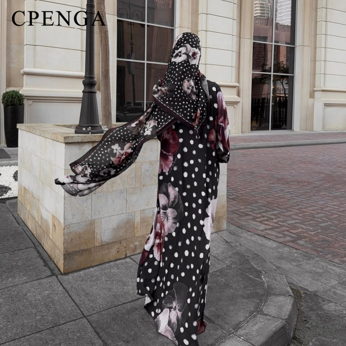 Abaya Hijab Motif Bunga Polkad - Summer Clothing Hijab ulasan dan harga