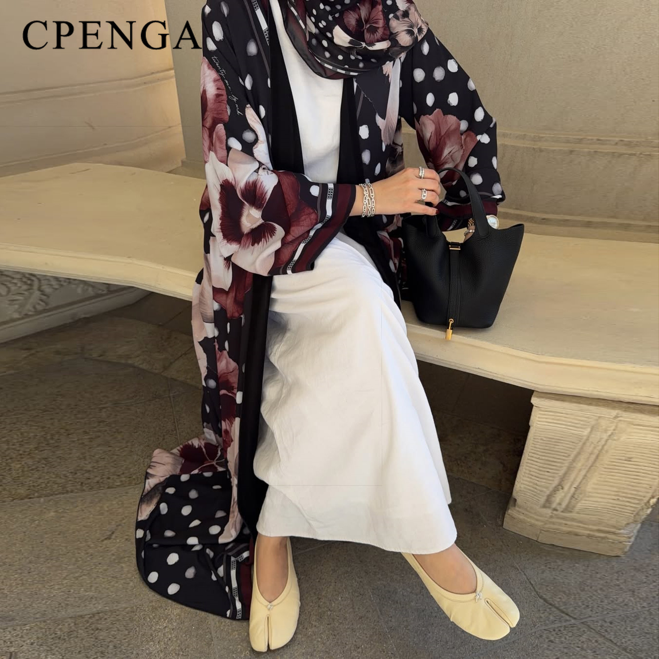 Abaya Hijab Motif Bunga Polkad - Summer Clothing Hijab ulasan dan harga